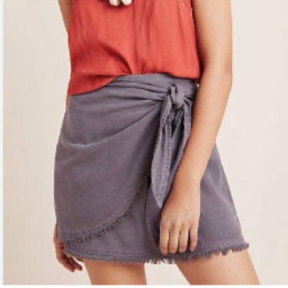 Cloth & Stone Blue Mini Wrap Skirt - Picture 1 of 3